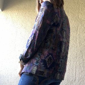 80s Tribal Print Vintage Shoulder Pads Blazer
